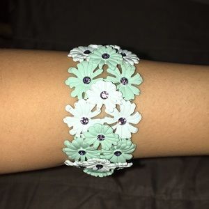 Light mint with lavender crystal bracelet
